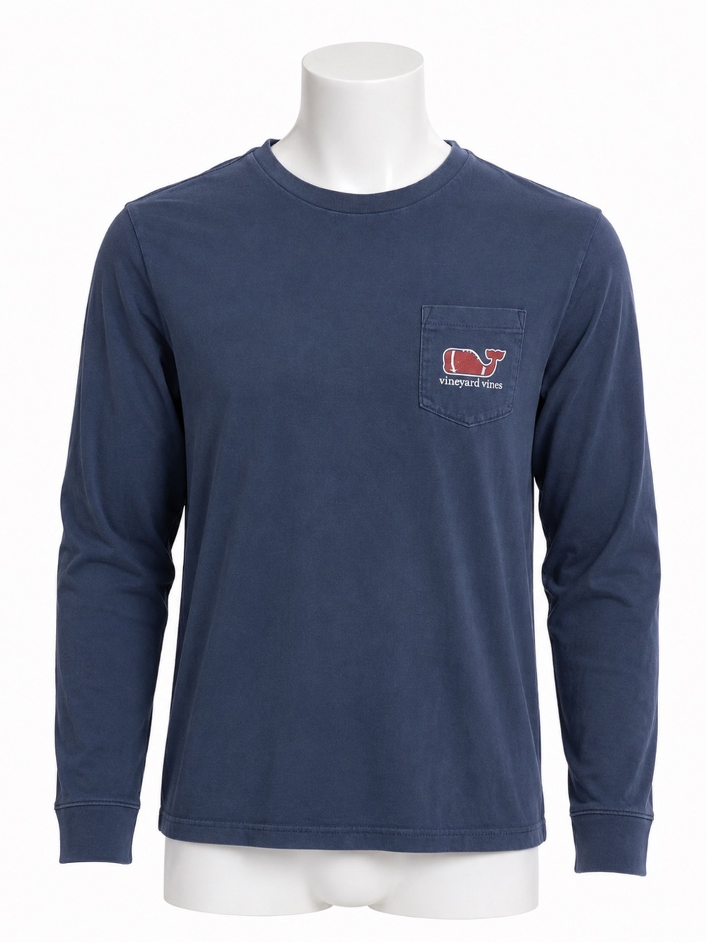 Vineyard Vines Boys Football Whale Long Sleeve Tee Navy Size M 12-14